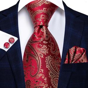 Bow Ties Hi-Tie Fashion Mens Paisley Elegant Tie Set Jacquard Woven Coldie Hanky Cuffushs for Widding Business Party Gift Men