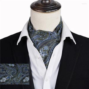 Pajaritas Ikepeibao Hombres Lujo Azul Paisley Comprobado Cravat Seda Floral Puntos Ascot Auto Británico Caballero Poliéster Bufanda Corbata al por mayor
