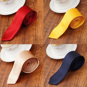 Bow Ties Accesorios Mans Slim Skinny Tie For Men Jacquard Woven Solid Champagne Orange Purple Blue Wedding Corbatas par