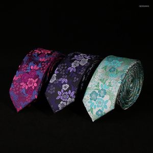 Corbatas de lazo para hombre, corbata delgada de 5 cm, flecha flaca para hombre, traje de esmoquin con patrón Floral, corbata de fiesta de boda, Color púrpura con caja de regalo