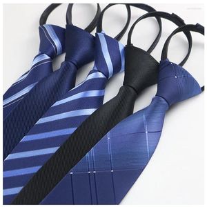 Bow Ties Tie pour hommes Stripe Blue Business Lazy Zipper Spot en gros Easy Pull