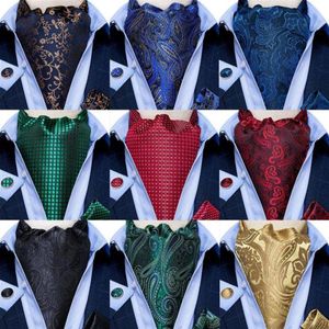 Noeuds papillon hommes Vintage bleu rouge vert Paisley Plaid mariage formel cravate Ascot Scrunch auto Style britannique Gentleman soie cravate Di331D