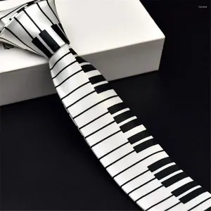 Noeuds papillon personnalisé classique déguisement mode musique cravate maigre noir blanc piano clavier cravate
