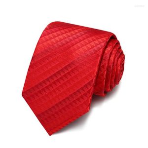 Pañuelos de lazo Tejido jacquard rojo a rayas para hombres 7 cm Slim Groom Wedding Party Corbata para hombres Trajes formales Esmoquin Corbata con caja de regalo