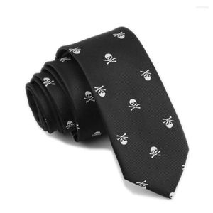 Bow Ties Skull Halloween Slim pour les hommes Tie à cou de la mode noire 6 cm Largeur