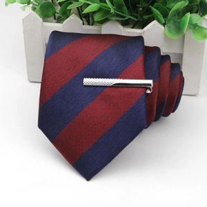 Bow Ties Tieclips Set 8cm Formal Striped Ordre for Men Nothtie Clip fermoir Silver Chrome en acier inoxydable Accessoires