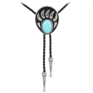 Bow Lindem Totem Bear Turquoise Tiger Tiger Stone Bolo Tie Collar Rope Western Cowboy