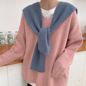 Pajaritas para mujer, chal de cuello falso cálido para mujer, blusa, hombros, capa, bufanda de punto, Color sólido, protección para el cuello, bufandas, lazo