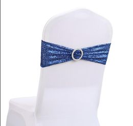 Bowknot Wedding Chair Cover Fajas Elástico Spandex Bow Chair Band con hebilla para bodas Banquet Party Decoración Accesorios RRE15296