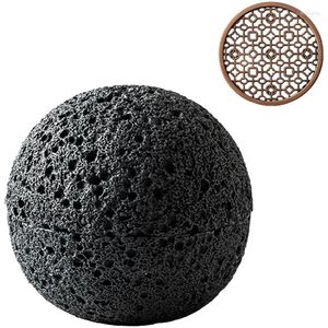 Bols 1set Cuisine moléculaire Créativité Imitez la tasse de fumée ronde Vaisselle noire sur la plaque de boule de pierre de feu Ciment Cuivre