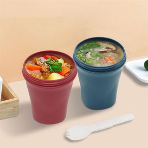 Bols 450 ml tasse à soupe scellée avec couvercle Pot micro-ondes cuillère eau petit déjeuner Portable boîte à déjeuner pour la maison Offie école
