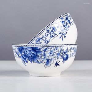 Bols Bol en céramique de 5 pouces Vaisselle rétro Riz Jingdezhen Bone China Noodle 8 pouces Grande soupe Porcelaine bleue et blanche