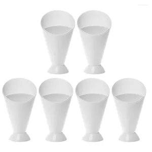 Bols 6 Pcs Fry Stand Dip Compartiment Cup Holder Car Chips Dessert Trays French Fries Salad Paper Plate