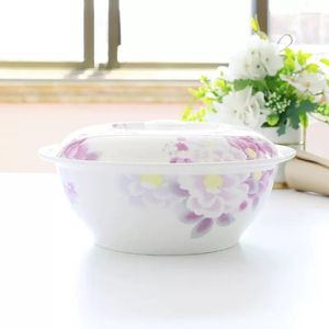Bols 9inch Bone China Soupière Soupière Rose Design Floral Pour Bol De Service En Porcelaine Avec Couvercles Soupers En Céramique