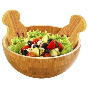 Bols bol à salade en bambou rond servant de la vaisselle en bois naturel pour les apéritifs aux fruits décoration artisanale en bois