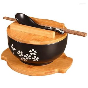 Bols Bols Bol de style japonais, nouilles Vintage coréennes, riz en céramique, baguettes de nouilles instantanées, couvercle cuillère Pad Drop maison jardin Dh87G