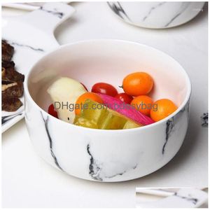 Bols Bol En Céramique Européenne Salade Vaisselle En Marbre De Riz Collation Petit Déjeuner Créatif Soupe De Fruits Frais Drop Livraison Maison Jardin Kitch Dhxr4