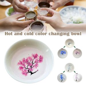 Cuencos Taza de Sake mágica Sakura cambio de Color con agua fría/ver flores de cerezo y melocotón florecer mágicamente tazón de té