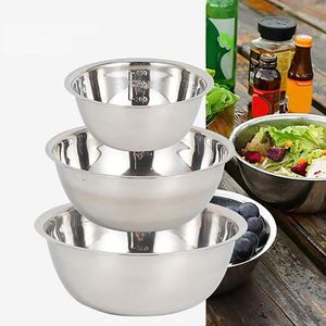 Bowls Multifunctional Large Stainless Steel Salad Bowl Cooking Basin Noodle Round Kitchen Tools Baking Accessory With Scale