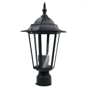 Tazones post pole luz al aire libre jardín de jardín de jardín lámpara de linterna tapa negra