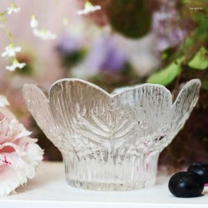 Bols Salad Bird's Nest Bowl Petal Relief Glass Glea Ice Cream Dessert Cup for Household Ustensils Kitchen Table Varelle