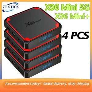 Box 4 PCS / SET X96 MINI 5G Android 9.0 TV Box Amlogic S905W4 X96MINI Plus TVBOX 2.4G 5G WIFI 4K HD YouTube Media Player Set Top Box