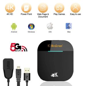 Box 4K Mirascreen Wireless HDMICOMPATIBLE MIRACAST AIRPlay Smart Android TV Stick 5G WiFi Affichage Récepteur Mirriateur pour iPhone PC