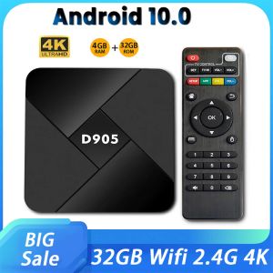 Box D905 Smart TV Box Amlogic S905X Penta Core Mali450 2.4G WiFi 4K Set Top Box YouTube Video Media Player pour Android 10.0 Phone
