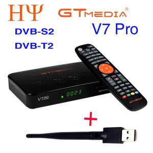 Box GT Media V7 Pro DVBS2 S2X T2 Set Top Box Satellite TV Receiver Amélioration de la carte CA Slot USB WiFi Prise en charge du réseau CAM TV Box