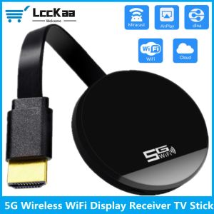 Box HDMI TV Stick 2.4 / 5G Dualband Anycast Wireless WiFi Affichage Récepteur TV Dongle Miracast AirPlay HDMI pour Android iOS TV Stick