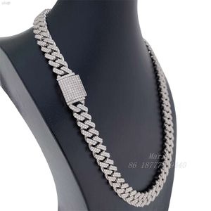 Box Lock Icedout Diamond Custom Cuban Link Chain Jewelry de lujo S925 Collar Moissanite