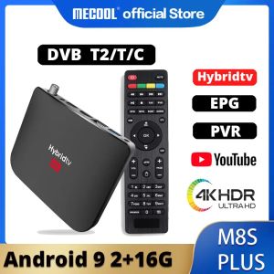 Boîte MECOOL 2020 NOUVEAU M8S Plus DVB T / T2 Android 9.0 TV Box Amlogic S905X2 4K H.265 2,4G WiFi Set Top Box