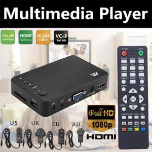 Box Media HDD Média Player complet avec VGA SD Player multimédia USB VGA AV Output TV Box HDMICOMPATIBLE 1080P MINI