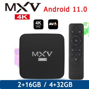 Box MXV 4K Android 11.0 Smart TV Box 4 Go 32 Go 2.4g 5.8g Double WiFi 100m TV Set Top Box Amlogic S905W2 AV1 Player Media 2022