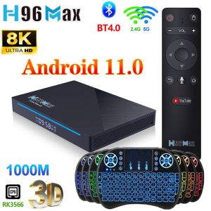 Box New H96 Max 3566 TV Box Android 11.0 8G + 128G ROCKCHIP RK3356 Prise en charge 2.4G / 5G WiFi 8K 24FPS 4K Google YouTube H96max Media Player Media