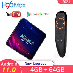 Box Nowy Android 11 H96 MAX RK3318 Smart TV Box 4 Go 32 Go 64 Go 2.4g I 5G WiFi BT H96max Odtwarzacz Multimedialny Google Voice Assistant vocal