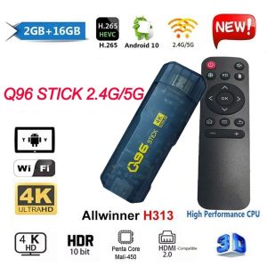 Boîte Q96 2 Go 16 Go TV Stick 4K Android 10 Smart TV Box 2.4G / 5G WiFi HD Dongle Network TV Set Top Box TV Receiver avec télécommande