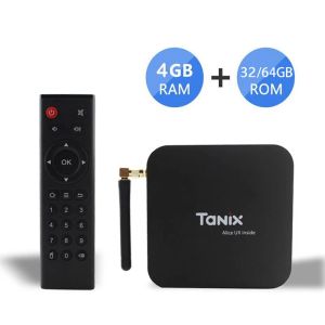 Box TX6 TV Box Android 9.0 2G / 4G RAM 16G / 32G / 64G ROM 4K TV Allwinner H6 H.265 Décodage 2,4g / 5g Boîte avec Sansat IPTV Smart TV Box