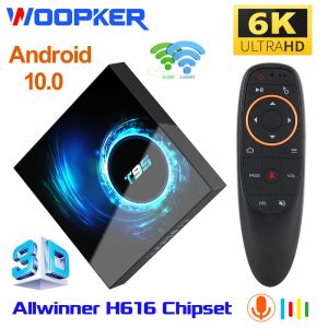Box Woopker T95 Smart TV Box Android 10.0 6K 2.4G 5G WiFi Max 128G Contrôle vocal 3D 16G 32 Go 64 Go 4k H616 Quad Core Settop