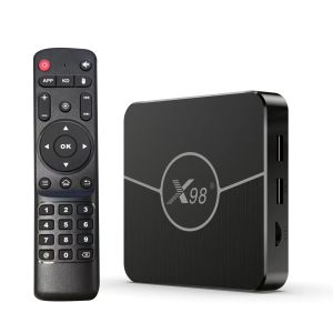 Box X98 Plus Android TV Box Amlogic 4K Media Player 2.4G / 5G Dualband WiFi BT AV1 VP9 H.265 Décodage Affichage numérique Contrôle