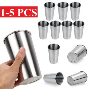 Cajas 350 Tazas de acero inoxidable de 500 ml con jugo Tazas de porciones de vidrio de cerveza Vaso de 16 oz Pinta Taza de metal para beber en la cocina Suministro de barra 15 piezas