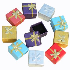 Cajas de joyería con esponja negra, 4x4x3cm, pendientes de cartón cuadrados pequeños, caja de regalo, organizador para presentación de joyería, embalaje