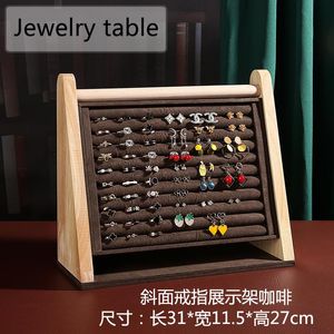 Boîtes nouveau présentoir de bague en bois massif, rangement de bijoux, support de boucles d'oreilles, support de bagues, support de boucles d'oreilles, accessoires de comptoir de bijoux