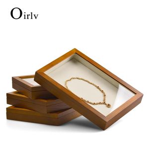 Cajas Oirlv Caja organizador de joyas de madera sólida con estuche de almacenamiento de joyas de microfibra para collar de brazalete de anillo colgante