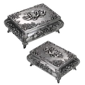 Boîtes Vintage boîte à bijoux en métal petit bibelot rangement de bijoux pour bagues boucles d'oreilles collier organisateur bijoux anciens moyen