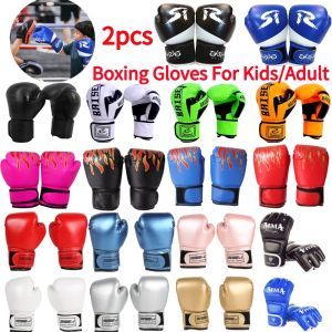 Boxing 2pcs Muay Thai Competition Glove PU Leather Sponge Boxing Training Mitts Professional Breathable For Kids For Children Training