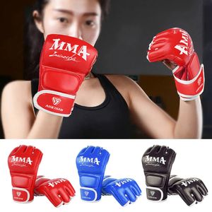 Guantes de boxeo para hombres Mujeres PU Cuero Karate Muay Thai Guantes de Boxeo Fight Free MMA Sandbag Training 231222