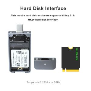 Boxs boîtier SSD Portable USB3.2 Gen2 M.2 NVMe 2230 adaptateur de boîtier SSD M.2 M clé boîtier de disque SSD USB TypeC clé MB pour M2 2230 SSD