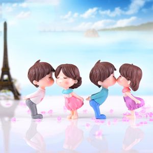 Figurines de Couple d'amoureux pour garçons et filles, décoration Miniature 3D, Micro paysage, ornements de jardin, poupées de mariage
