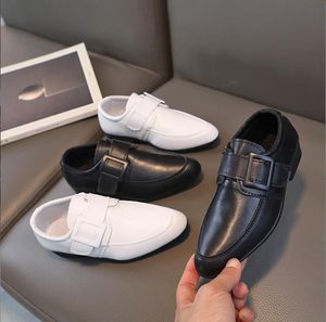 Chaussure de Performance en cuir pour enfants, à bout pointu, décontractée, noire, pour garçons et filles, chaussures de mariage